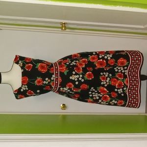 Black dress with red roses